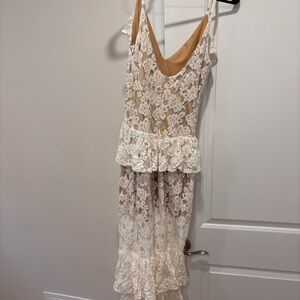 Elegant Lace Overlay Dress in Cream